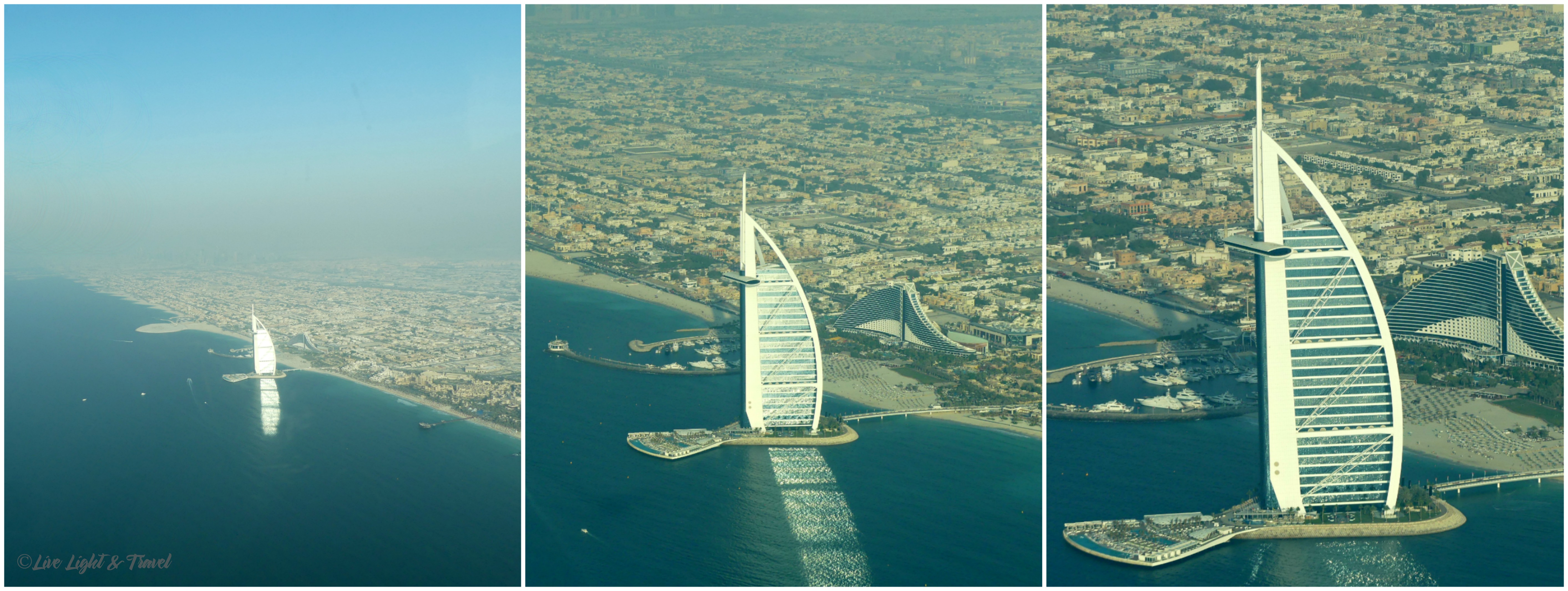 And to your right, we're coming upon Burj Al Arab! Behind and to the right is the Jumeirah Beach Hotel! 