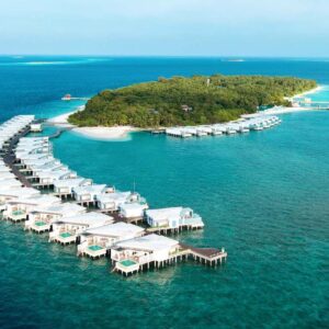 Aerial view of villas at Amilla Maldives