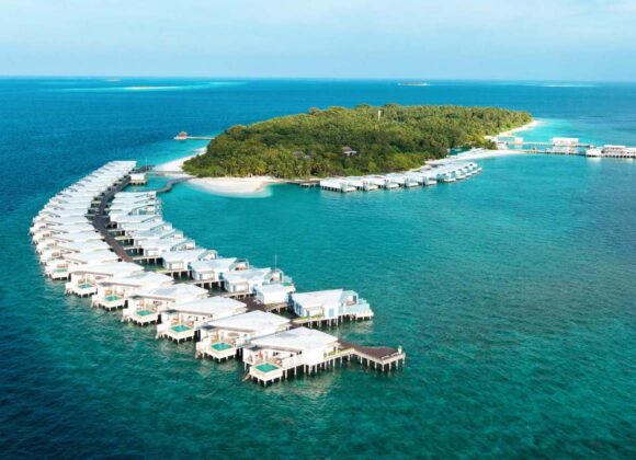 Aerial view of villas at Amilla Maldives